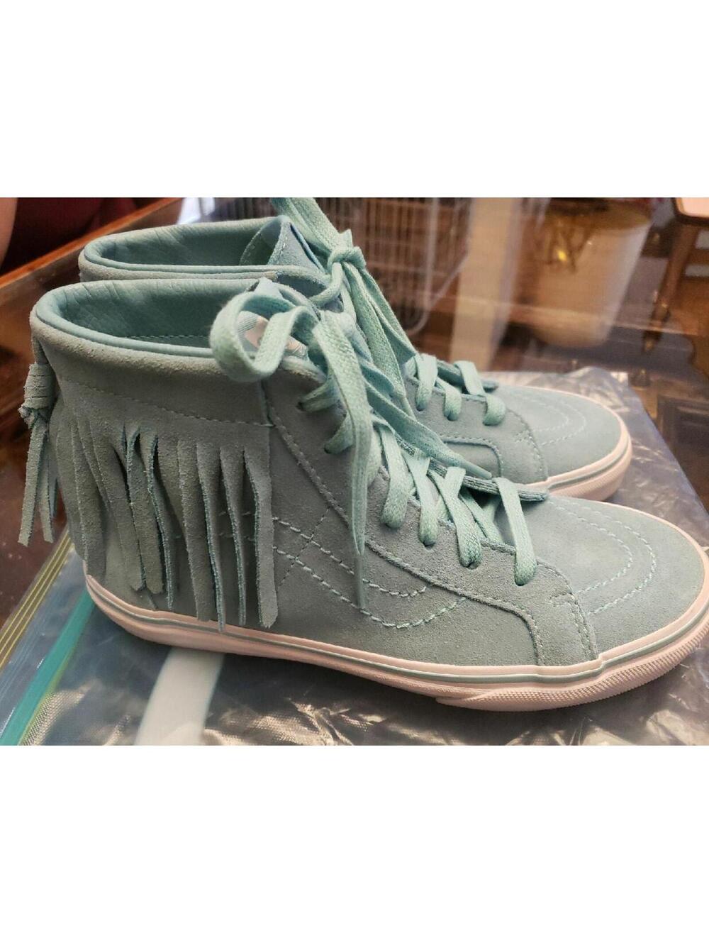 Vans Sk8-Hi Suede Fringe High Top Sneakers - Light Blue